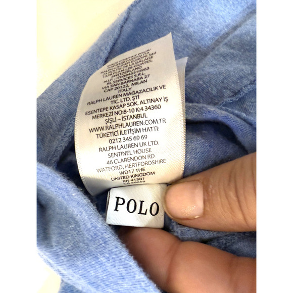 Ralph Lauren Polo Shirt Mens Large Blue Red Pony Classic Crewneck Tee Casual - Picture 3 of 6